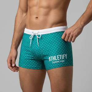 กางเกงว่ายน้ำชายแบบสั่งทำพิเศษ แห้งเร็ว เป็นมิตรกับสิ่งแวดล้อม UPF50+ ผ้ายืดสแปนเด็กซ์/โพลีเอสเตอร์ พิมพ์โลโก้ตามสั่ง ทนทาน สวมใส่สบาย เหมาะสำหรับชายหาด - Product Image 1