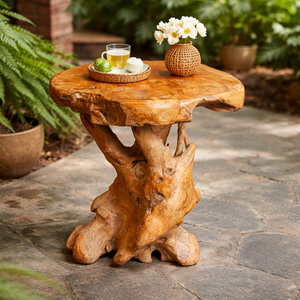 Mesa de Centro ARTERRA de Lujo, Única, Rústica, Hecha a Mano con Raíz de Teca, Artesanal, Antigua y Duradera - Muebles de Sala de Estar Indonesios para el Hogar - Product Image 3