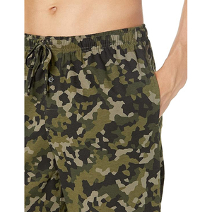 Olive Green Camo Print Men Jersey Lounge Pyjama Pants <b>Drawstring</b> Button Fly Elastic Waist <b>Trouser</b> - Product Image 4