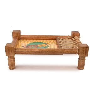 Teak Wood Charpai Platter | Traditional Handcrafted Serving <b>Tray</b> for <b>Snacks</b> & Beverages | Rustic Kitchen & Dining Decor - Product Image 6