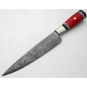Couteau de chef moderne personnalisé fait main Burraq, lame en acier Damas de 7 pouces, épaisseur 3,0 mm, manche en bois, étui en cuir - Product Image 6