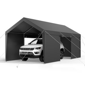 Tettoia per Auto da Esterno 10x20 FT, Resistente, con Materiale in PC Anti-UV, Portatile, con Pareti Laterali Rimovibili e Porta - Product Image 5