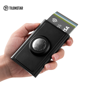 TILONSTAR Custom Minimalist Black Aluminum Credit Card <b>Wallet</b> <b>RFID</b> <b>Blocking</b> Pop Up Card Holder for AirTag Case - Product Image 4
