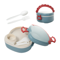 Boîte à lunch pliable en plastique écologique Northfox Dinosaur, motif dessin animé mignon, sans BPA, réutilisable, double compartiment, pour les enfants à l'école
