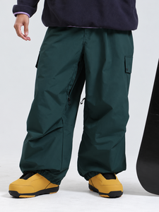 Pantalon de neige unisexe grande taille, coupe ample, avec plusieurs poches, ourlet élastique et tissu technique durable pour le ski et le snowboard - Product Image 3