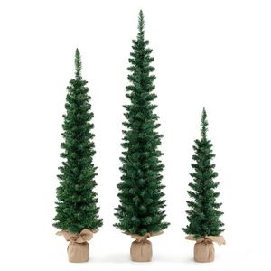 Set di 3 Alberi di Natale Artificiali Pre-Illuminati con 415 Punte Verdi, Decorazioni Festive per la Stagione Natalizia - Product Image 6