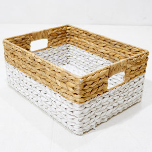 <b>Rectangular</b> Water Hyacinth Eco-Friendly Storage <b>Baskets</b> Handles Nordic Style Multi-Purpose Organizer Home Neatening Simple Style - Product Image 5
