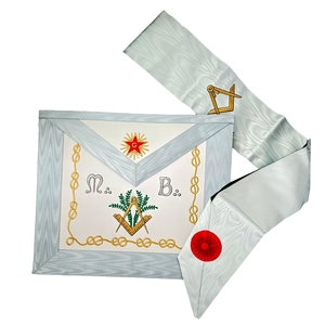 Master Deluxe Apron Real leather French Rite Apron Professional Machine Embroidery Lace Safety <b>Pin</b> Premium Ceremonial Masonic - Product Image 1