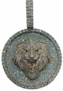 Pendentif Tête de Lion de Luxe en Argent Sterling Plaqué Or 18K, Sertie de Pierres Moissanite, Style Hip Hop, Médaillon 3x3 Pouces, Symbole de Puissance - Product Image 3
