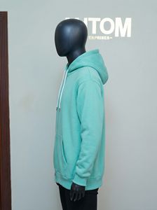 Sweat à capuche zippé surdimensionné personnalisé, épais et de couleur unie, vert clair, style hip-hop, haute qualité - Product Image 3