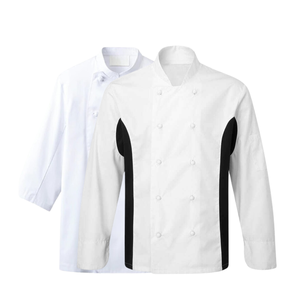 OFERTA ESPECIAL, uniforme de chef, ropa de cocina, uniforme de chef de verano, ropa blanca/negra moderna, duradero, uniforme FMF, MOQ BAJO - Product Image 5