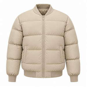 100% Cotton Winter Windbreaker Zip Closure Soft Material Casual <b>Waterproof</b> Men's Lightweight Solid <b>Hooded</b> <b>Puffer</b> <b>Jacket</b> - Product Image 2