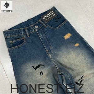 HONESTEIZ Jeans de Mezclilla Rotos de Pierna Recta para Hombre, Cintura Alta, Lavado Desgastado, Estilo Casual, Tela de Algodón para Otoño - Product Image 4