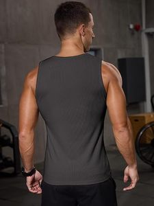 Camisetas sin mangas acanaladas para hombre, tela elástica suave, silueta ajustada, transpirables, cómodas, ideales para entrenamiento en el gimnasio - Product Image 3