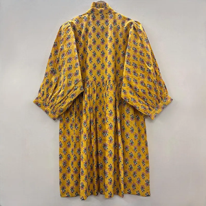 Vestido Midi Informal para Mujer, para Uso Diario, Todas las Temporadas, Tejido 100% Algodón, Liso, Manga Corta, Cintura Imperio, Estilo Babydoll, Cuello en V, Talla Grande - Product Image 4