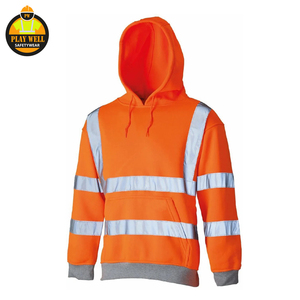 Wholesale Custom Logo Hi Vis Hoodie Fluorescent Reflective Safety Work Hooded Sweatshirt for Men Workwear - Product Image 5