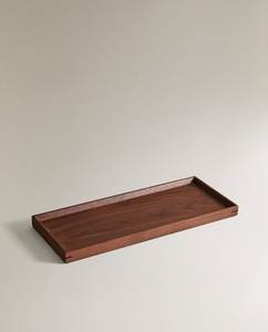 Bandeja de servir de madera maciza de mango, diseño rectangular con asas para transportar fácilmente alimentos, bebidas, refrigerios, decoración elegante para el hogar - Product Image 1