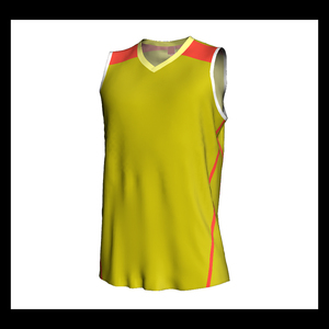 Maillot de basketball personnalisé par sublimation, col en V, sans manches, anti-humidité, unisexe, pour adulte, uniforme d'équipe, color-block, en polyester - Product Image 1