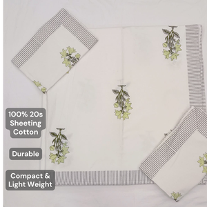 Parure de lit de luxe florale blanc et vert, taille King, en pur coton premium, respectueuse de l'environnement, teintures non toxiques, respirante, douce et durable pour la maison - Product Image 4