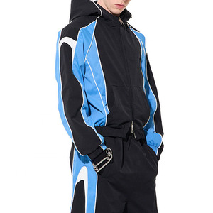 Men Jogger Sets Windbreaker Two Piece Set Zip up Puff <b>Track</b> <b>Jacket</b> and <b>Track</b> Pants Custom Nylon Reflective Tracksuit - Product Image 4