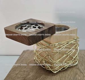 Quemador de Incienso Mubkhar de Madera y Metal, Quemador de Bukhoor para Regalo Religioso de Ramadán, Porta Incienso de Oriente Medio, Madkhan - Product Image 4