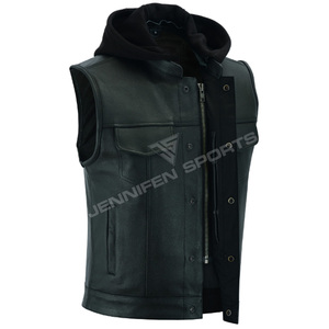 Chaleco de Cuero para Motocicleta con Capucha para Hombre, Protección Corporal, Chaleco de Cuero de Moda para Hombre, Nuevo para Otoño - Product Image 4