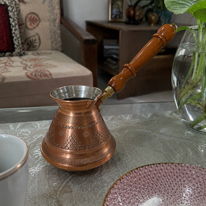 Cafetière turque en cuivre pur faite à la main, Cezve Ibrik, avec poignée en bois, pour café arabe, grec, expresso, chauffe-lait, théière - Product Image 5