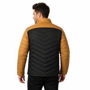 Chaqueta Acolchada para Hombre con Bloques de Color, Cuello Alto, Cortavientos, Relleno de Poliéster, Cierre de Cremallera, Ajuste Regular, OEM - Product Image 3