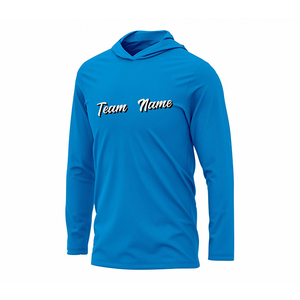 Maillot de football personnalisé bleu à manches longues avec capuche, nom de l'équipe imprimé par sublimation, évacuation de l'humidité, vêtements unisexes pour adultes - Product Image 1