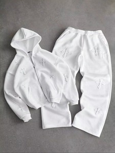 hot selling men's windproof printed <b>tracksuit</b> breathable athletic sports jogger set winter gym sweat suit hooded activewear - Product Image 2
