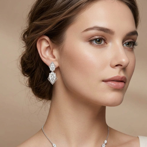 Women's 18K White Gold Pear Cut Lab Grown <b>Dangle</b> <b>Diamond</b> <b>Earrings</b> IGI Certified Classic Style Wedding Jewelry Wholesale Price - Product Image 3