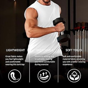 เสื้อกล้ามออกกำลังกายผู้ชาย ผ้าฝ้าย ซับเหงื่อ ระบายอากาศ เหมาะสำหรับเล่นกีฬา ฟิตเนส เพาะกาย ใส่ได้ในฤดูร้อน - Product Image 4