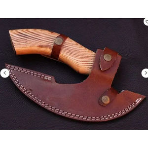 Burraq Hache à pizza Tomahawk en acier au carbone, faite à la main, avec manche en bois de rose et étui en cuir, pour le camping, les activités de plein air et le bricolage, cadeau pour la Fête des Pères - Product Image 5