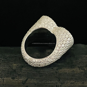 Anillo Unisex de Plata de Ley 925 con Incrustaciones de Circonitas en Forma de Corazón, Chapado en Oro y Rodio, Estilo Hiphop, para Regalos de Aniversario o Boda - Product Image 3