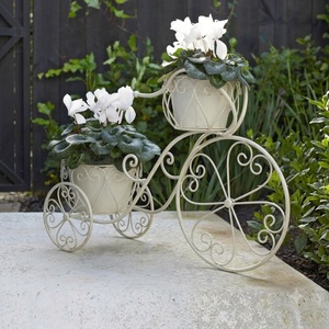 <b>Vintage</b> Wrought Iron Bicycle <b>Plant</b> <b>Stand</b> 1-Tier Powder Coated Metal Eco-friendly Flower Pot Holder for Outdoor Garden Decor - Product Image 2