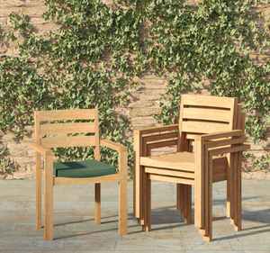 Conjunto de Comedor Redondo de Madera de Teca Sólida para Exteriores, 4 Plazas con Sillas con Brazos, Muebles Modernos para Jardín, Patio, Villa, Resort, Cafetería - Product Image 5