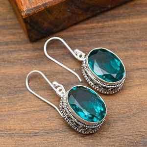 Dainty Indicolite Gemstone Earrings 925 Sterling Silver Handcrafted Jewelry Natural Indicolite Earrings Gift For <b>Anniversary</b> - Product Image 5