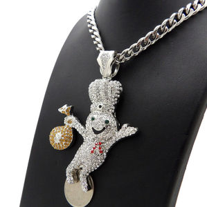 Colgante de Cabra de Dibujos Animados con Cristales de Estrás, Aleación Plateada, Estilo Hiphop, Joyería Unisex, Regalo - Product Image 3
