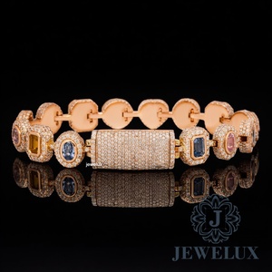 Indian Supplier Hip Hop Iced Out Moissanite Diamond Tennis Bracelet Gold Plated Luxury Bracelet <b>for</b> <b>Men</b> Available at Cheap Price - Product Image 1