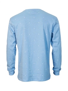 Wholesale Light Sky Blue Long Sleeve <b>Shirt</b> <b>Flame</b> Graphic Print Heavy Cotton Streetwear Men Vintage Oversized Casual Crewneck - Product Image 3