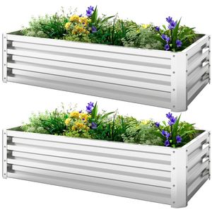 Jardinera Elevada de Metal Plateado, Maceta y Jardinera Combinadas - Product Image 5