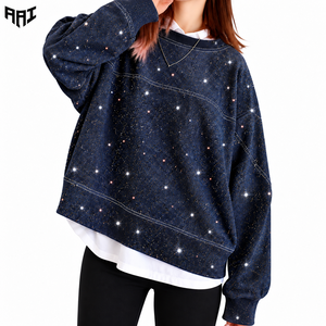 Sweat-shirt tendance en coton écologique personnalisé avec strass thermocollants, 100 % scintillant, pour femme, idéal pour l'extérieur, collection automne, fournisseur - Product Image 1