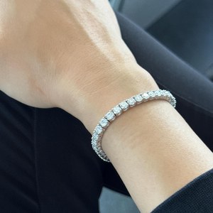 Pulsera de tenis de lujo con moissanita, corte brillante redondo, engaste de puntas, plata 925, pulsera de uso diario para mujer - Product Image 3