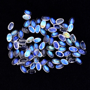 Piedra lunar blanca AAA+ de 3x4mm-3x5mm, cabujones ovalados, piedra lunar natural con destellos azules brillantes, cabujón de piedra semipreciosa para joyería - Product Image 1