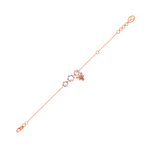 Bracelet élégant en or rose avec motif nid d'abeille et diamants pour femmes |   Bracelet à breloques géométriques hexagonales plaqué or 18 carats |   Fleur tendance Be - Product Image 1