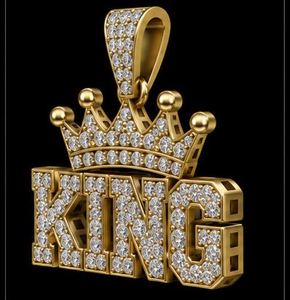 Gold Crown Letter Pendant Necklace <b>Iced</b> <b>Out</b> Diamond <b>Chain</b> Jewelry Unisex Gift Party Wear Custom Mould Service - Product Image 2