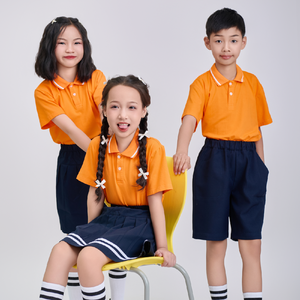 Polo scolaire orange pour garçons Vietnam FMF – Prêt à être expédié – Tissu tricoté respirant en polyester et élasthanne - Product Image 1