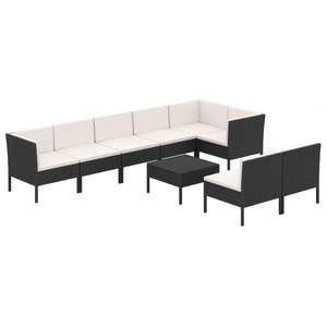 Conjunto de Muebles de Jardín de Ratán PE Negro con Acero con Recubrimiento en Polvo y Poliéster, Muebles de Exterior Duraderos - Product Image 2
