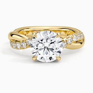 Anillo de compromiso con diamantes y banda entrelazada ornamentada - Product Image 1