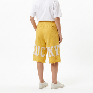 <b>Women</b> Formal <b>Board</b> <b>Shorts</b> Fleece Distressed Embroidery 100% Cotton Regular Fit Eco-Friendly Breathable Drawstring Closure - Product Image 2